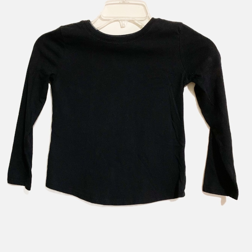 Wonder Nation Black Long Sleeve Crew Neck T Shirt Top Girls 6-6X.